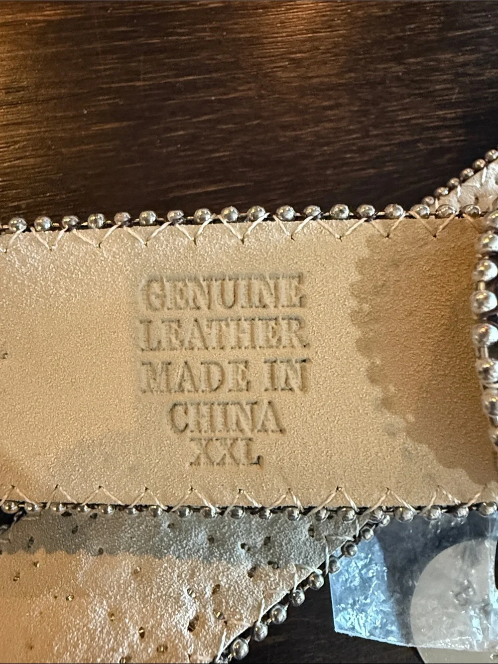 Crystal-Embellished Brown Leather Belt with Rhinestone Buckle
